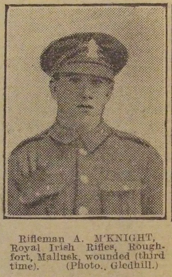 Newspaper portrait of Rifleman Alexander McKnight