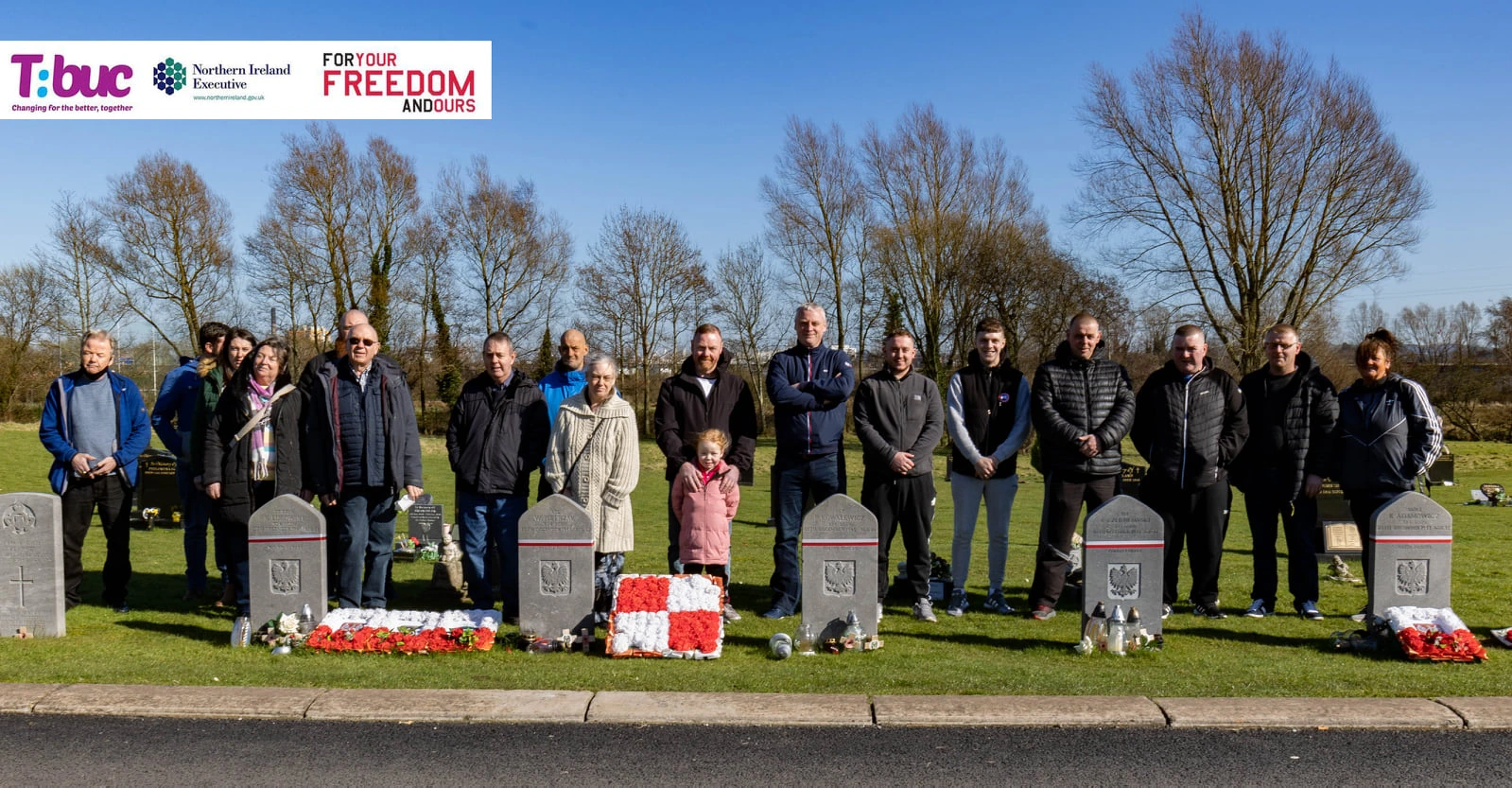 Participants at Polish Second World War graves during the shared history programme