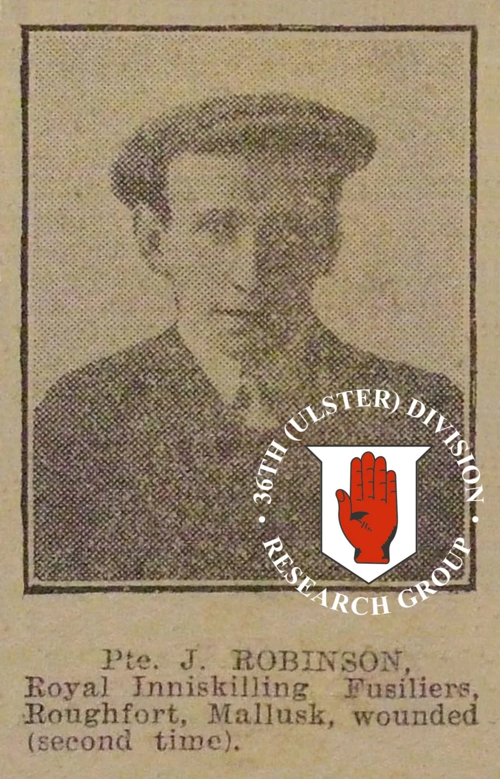 Newspaper portrait of Private Joseph Robinson