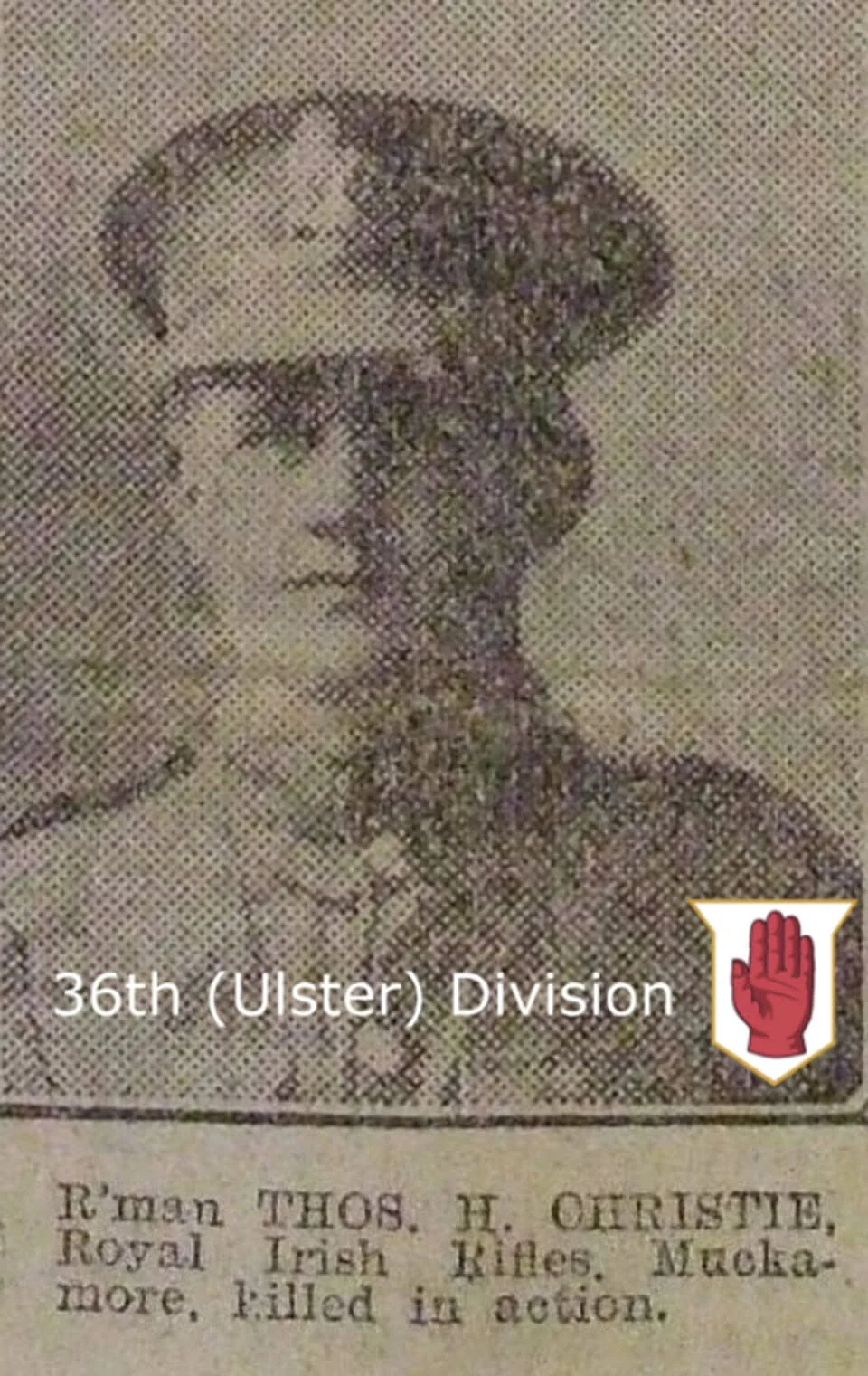 Newspaper portrait of Rifleman Thomas Henry Christie